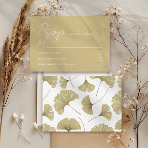 Carte de réponse de mariage élégante feuille de gi