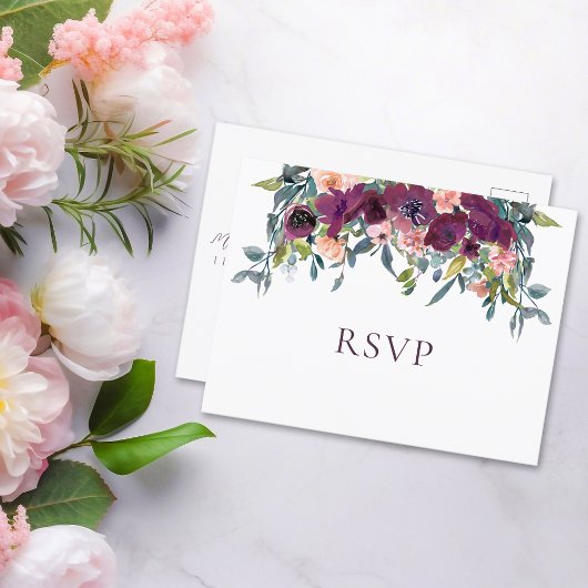 Carte de réponse de mariage élégante florale | Car