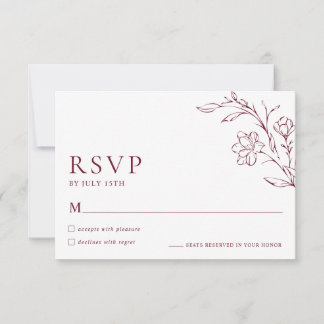 Carte de réponse de mariage élégante florale moder