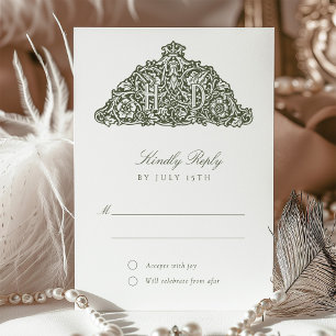 Carte de réponse de mariage élégante inspirée de W