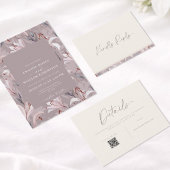 Carte de réponse de mariage Élégante Lily avec QR