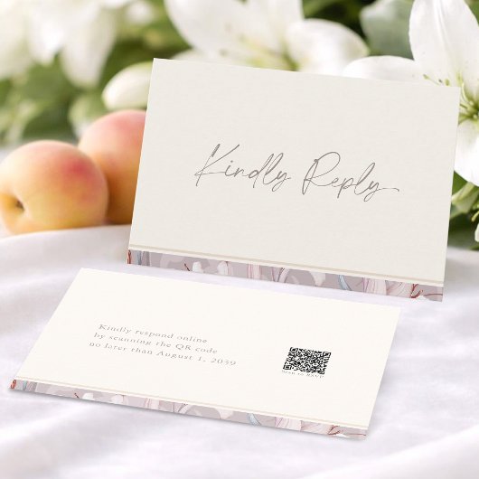 Carte de réponse de mariage Élégante Lily avec QR