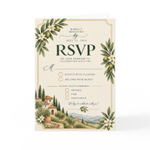 Carte de réponse de mariage élégante Méditerranéen