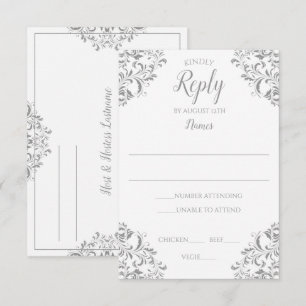 Carte de réponse de mariage élégante - Nadine (Gri