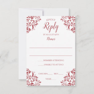 Carte de réponse de mariage élégante Nadine (Rou