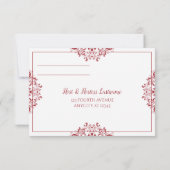 Carte de réponse de mariage élégante | Nadine (Rou (Dos)