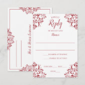 Carte de réponse de mariage élégante | Nadine (Rou (Devant / Derrière)
