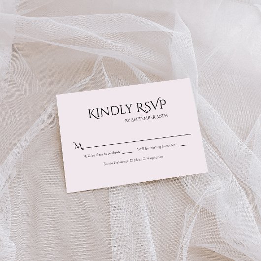Carte de réponse de mariage élégante noir blanc