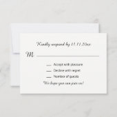 Carte de réponse de mariage élégante noire et or p (Dos)