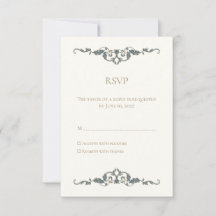 Carte de réponse de mariage élégante ornée