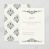 Carte de réponse de mariage élégante ornée (Devant / Derrière)