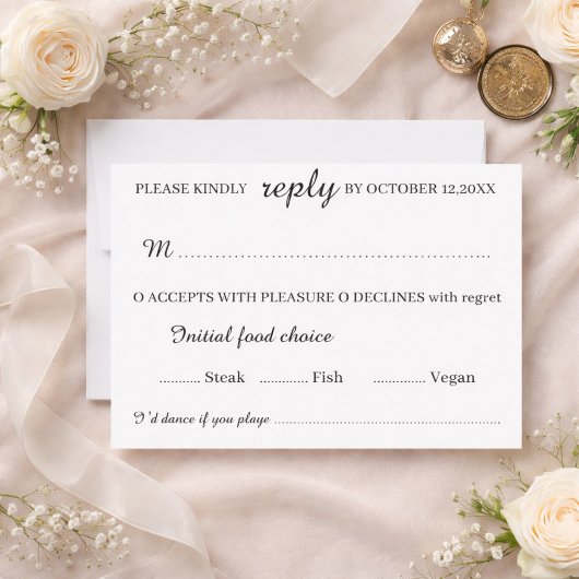 Carte de réponse de mariage élégante Réponse pers