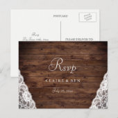 Carte de réponse de mariage élégante rustique vint (Devant / Derrière)