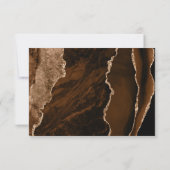 Carte de réponse de mariage en agate brun mocha or (Dos)