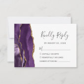 Carte de réponse de mariage en agate violette et o (Devant)