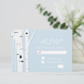 Carte de réponse de mariage en bleu glacé avec cœu (Debout devant)