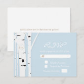Carte de réponse de mariage en bleu glacé avec cœu (Devant / Derrière)