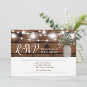 Carte de réponse de mariage en bois rustique avec  (Debout devant)