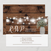 Carte de réponse de mariage en bois rustique avec  (Devant / Derrière)