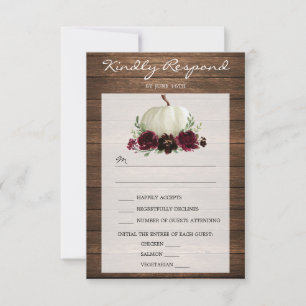 Carte de réponse de mariage en bois rustique citro