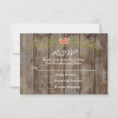 Carte de réponse de mariage en bois rustique de gr (Devant)