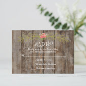 Carte de réponse de mariage en bois rustique de gr (Debout devant)