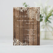 Carte de réponse de mariage en bois rustique dente (Debout devant)