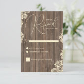 Carte de réponse de mariage en bois rustique et de (Debout devant)