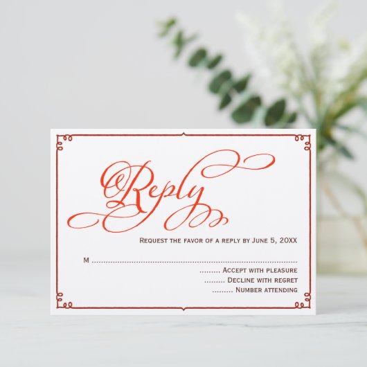 Carte de réponse de mariage en calligraphie de cou (Debout devant)