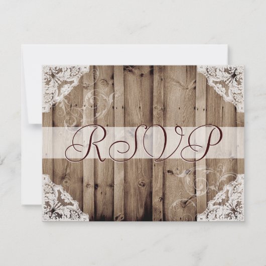 Carte de réponse de mariage en dentelle blanche an (Devant)