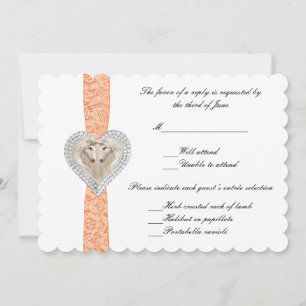 Carte de réponse de mariage en dentelle orange Lic