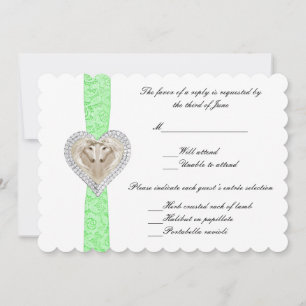 Carte de réponse de mariage en dentelle verte Lico