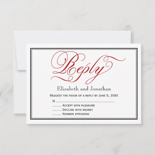 Carte de réponse de mariage en écriture calligraph (Devant)