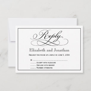 Carte de réponse de mariage en écriture moderne