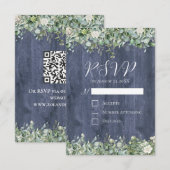 Carte de réponse de mariage en eucalyptus Navy Woo (Devant / Derrière)