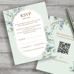 Carte de réponse de mariage en eucalyptus vietnami