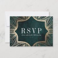 Carte de réponse de mariage en faux or Art Nouveau