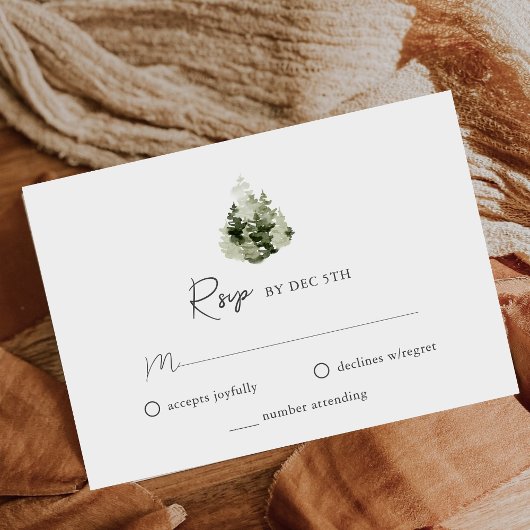 Carte de réponse de mariage en forêt de pins de mo