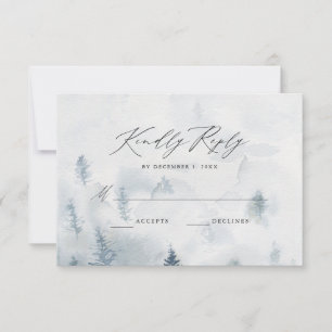 Carte de réponse de mariage en forêt hivernale élé