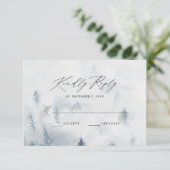 Carte de réponse de mariage en forêt hivernale élé (Debout devant)