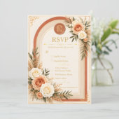 Carte de réponse de mariage en forme d'arche flora (Debout devant)