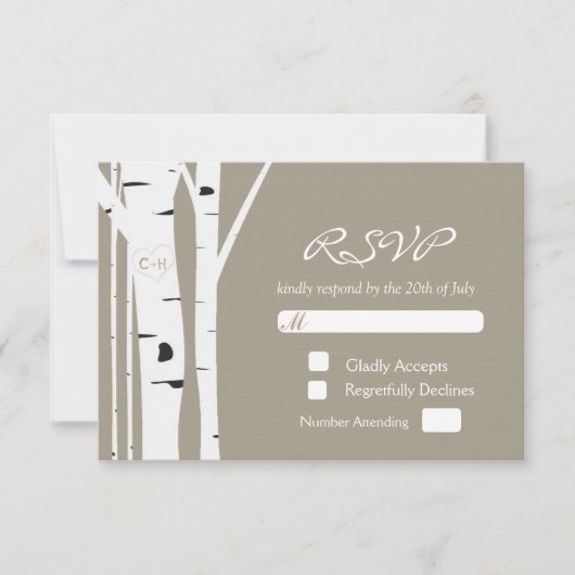 Carte de réponse de mariage en forme de cœur sculp (Devant)