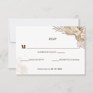 Carte de réponse de mariage en herbe de Pampa flor