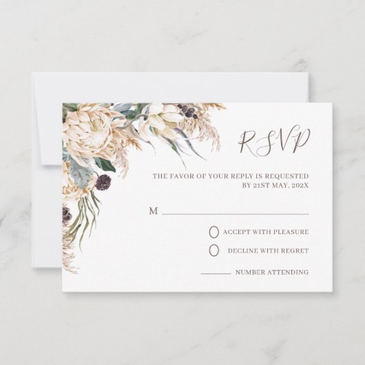 Carte de réponse de mariage en herbe de pampa prot (Devant)