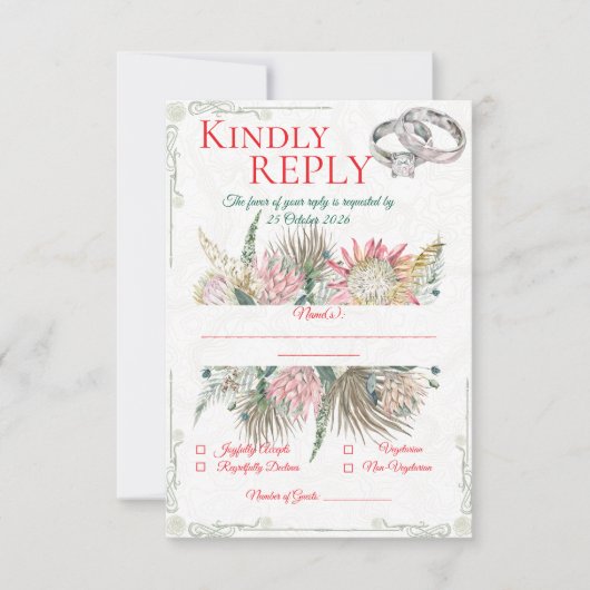 Carte de réponse de mariage en herbe de Pampas en  (Devant)