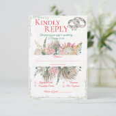 Carte de réponse de mariage en herbe de Pampas en  (Debout devant)