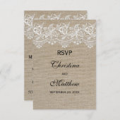 Carte de réponse de mariage en jute rustique et de (Devant / Derrière)