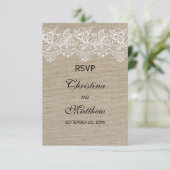 Carte de réponse de mariage en jute rustique et de (Debout devant)