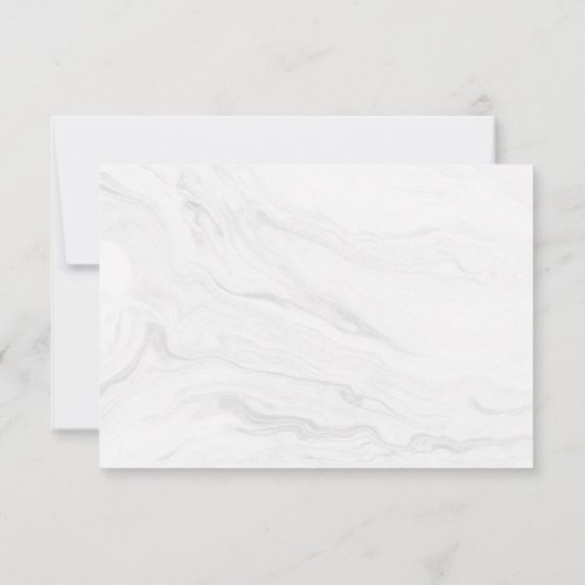 Carte de réponse de mariage en marbre blanc modern (Dos)