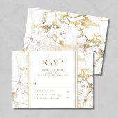 Carte de réponse de mariage en marbre doré élégant